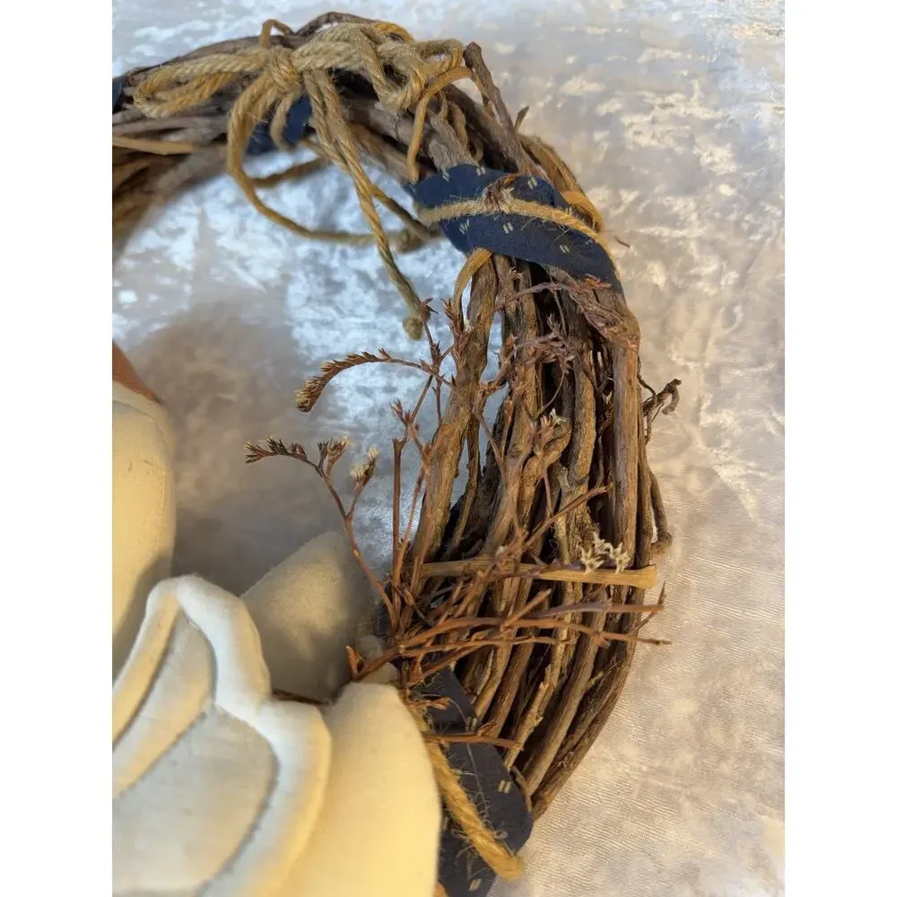 Vintage Handmade Goose Wreath 12x12 Primitive Farmhouse Country Wall Decor
